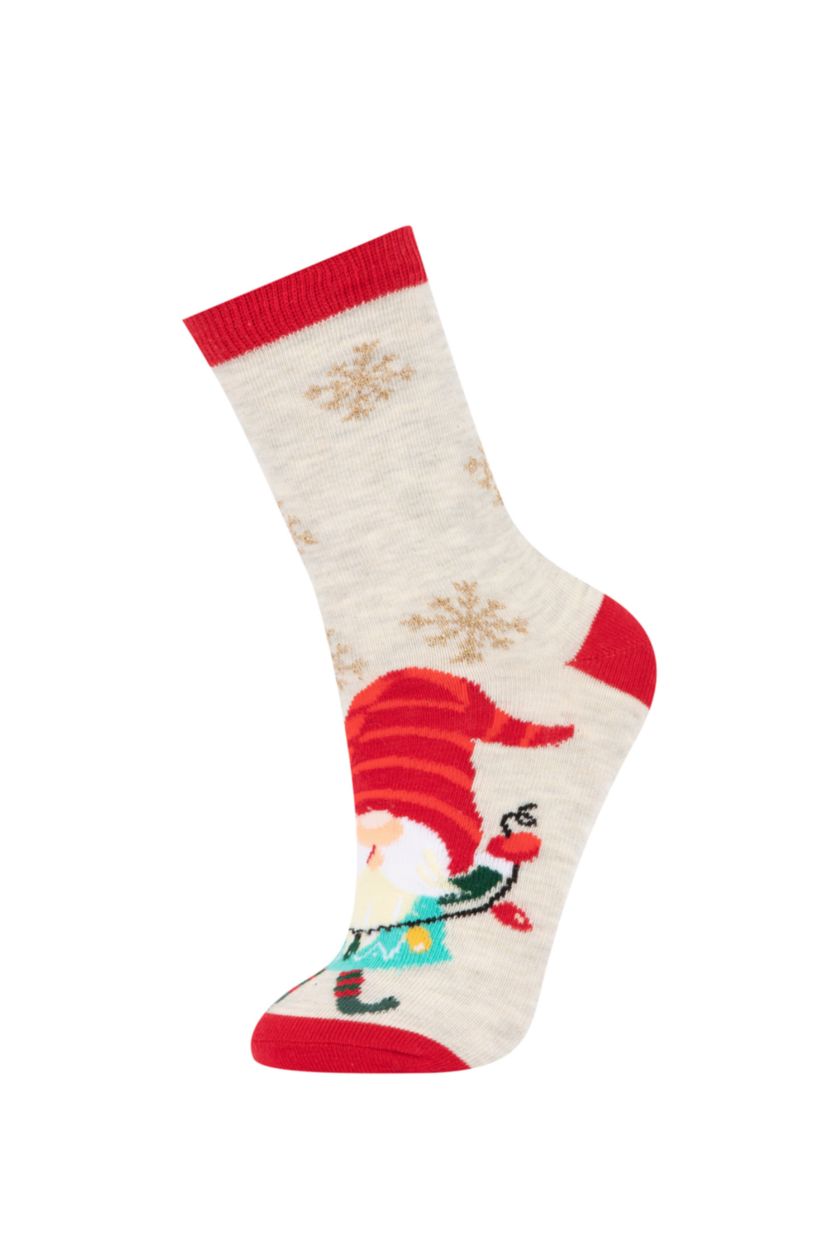 Женщины Разноцветный Длинные новогодние носки из хлопка для женщин, 2 пары