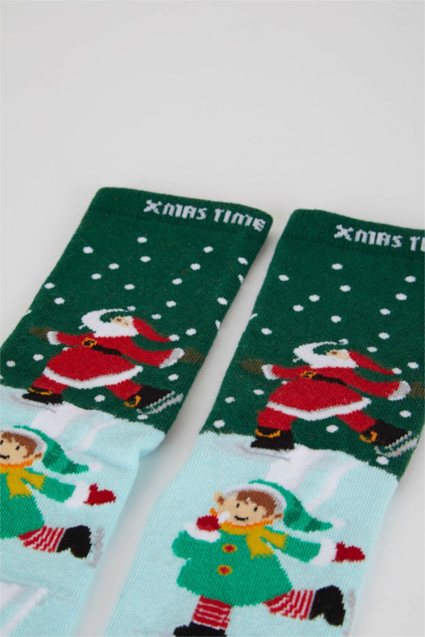 Kadın Karma Kadın Yılbaşı Temalı Pamuklu Uzun Çorap