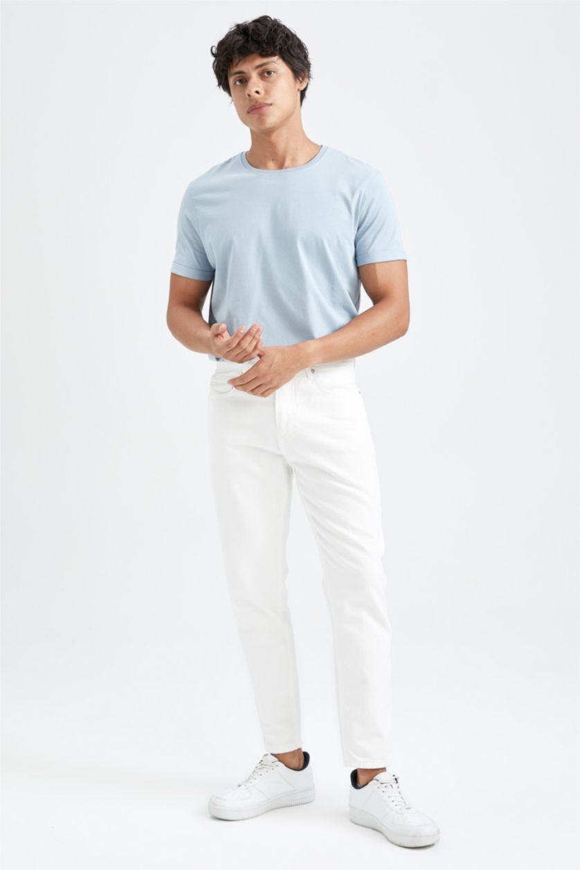 رجالي أبيض بنطلون جينز 90’S سليم فيت