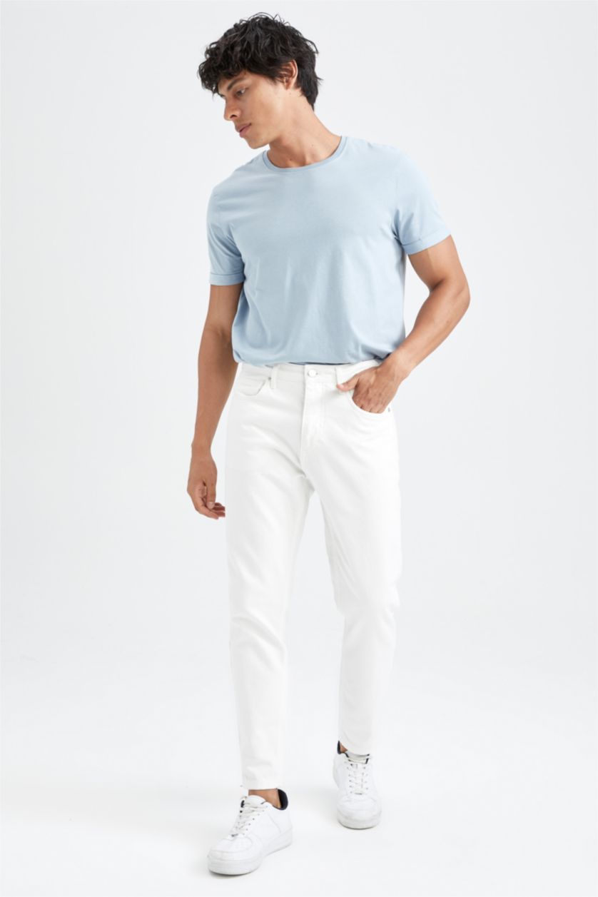 رجالي أبيض بنطلون جينز 90’S سليم فيت