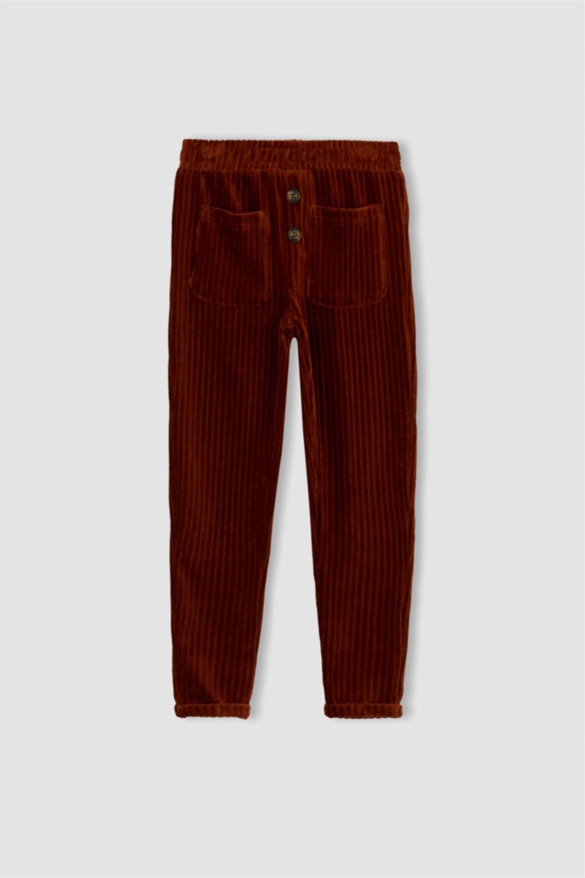 GIRLS & TEENS Orange Girls' Jogger Standard Fit Corduroy Pants