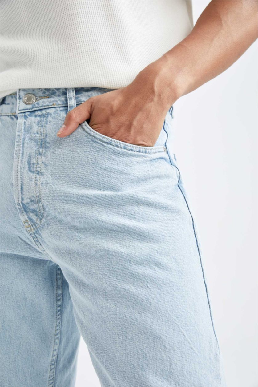 HOMME BLEU Clair Pantalon en jean déchiré coupe slim 90's