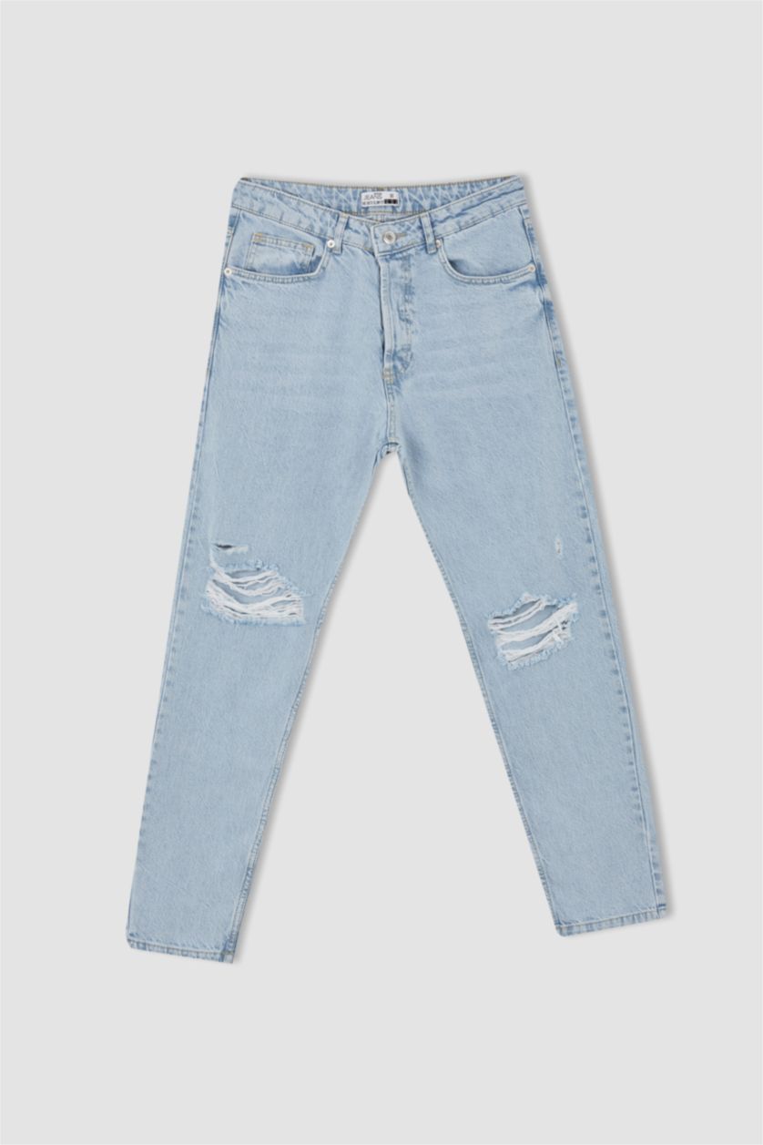 HOMME BLEU Clair Pantalon en jean déchiré coupe slim 90's