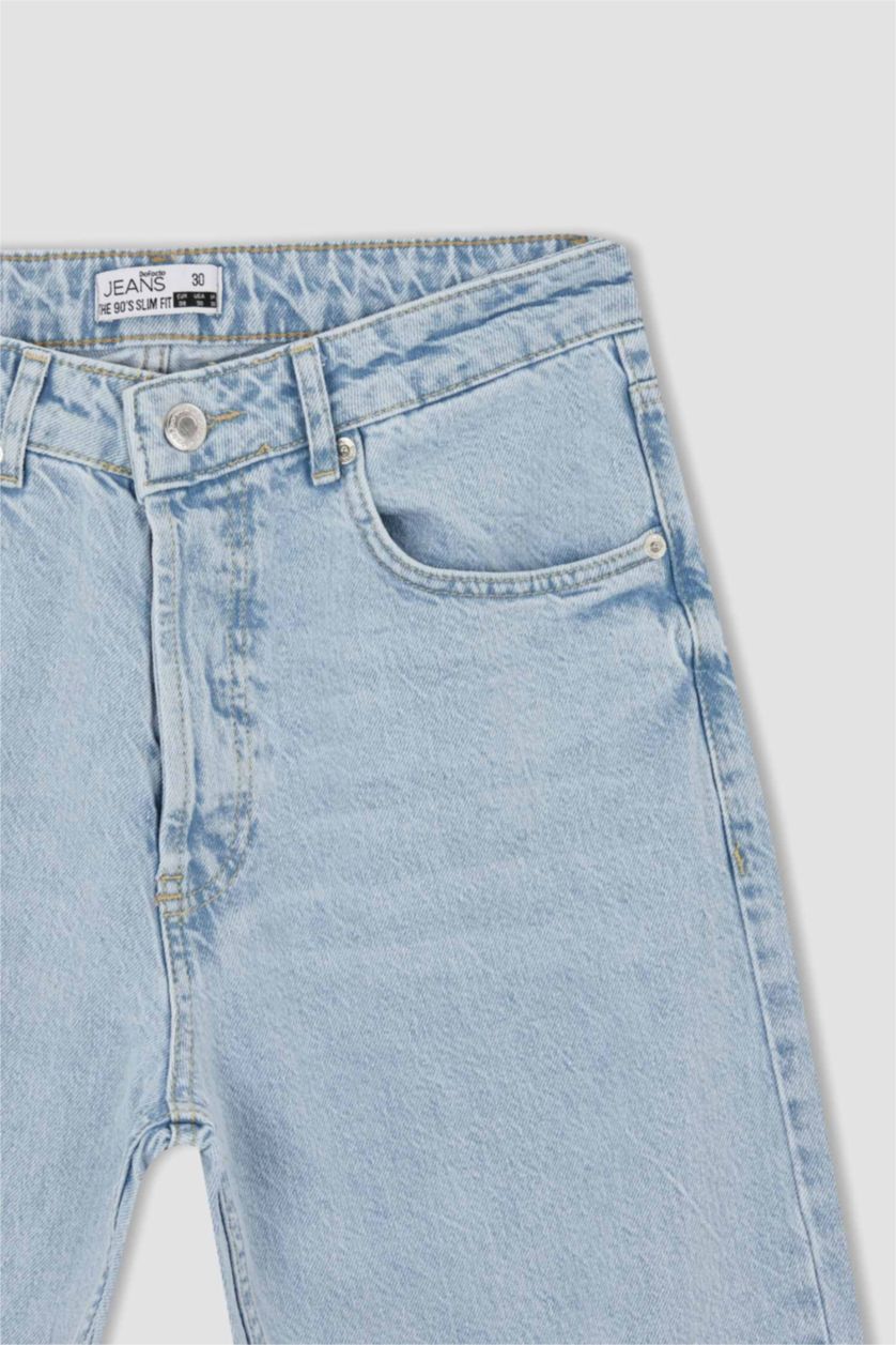 HOMME BLEU Clair Pantalon en jean déchiré coupe slim 90's