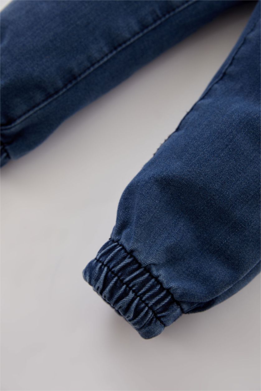 Малыши мальчики Темно-голубой Брюки стандартного кроя с эластичным поясом с карманом для малышей мальчиков