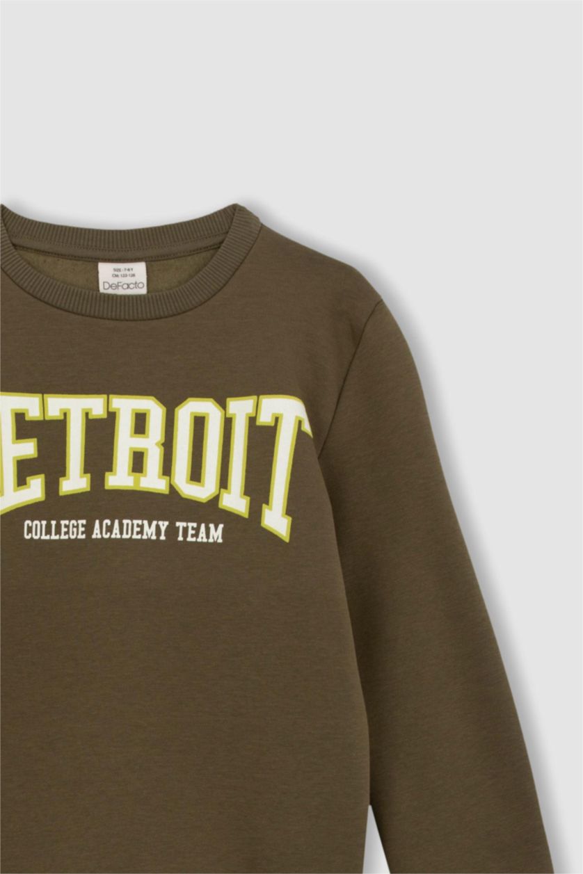 Boys & Teens Khaki Regular Fit Crew Neck Sweatshirt