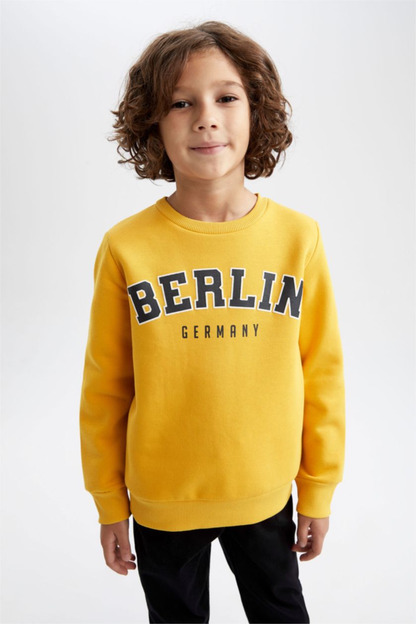 Erkek Çocuk - Genç Erkek Sarı Erkek Çocuk Bisiklet Yaka Sweatshirt