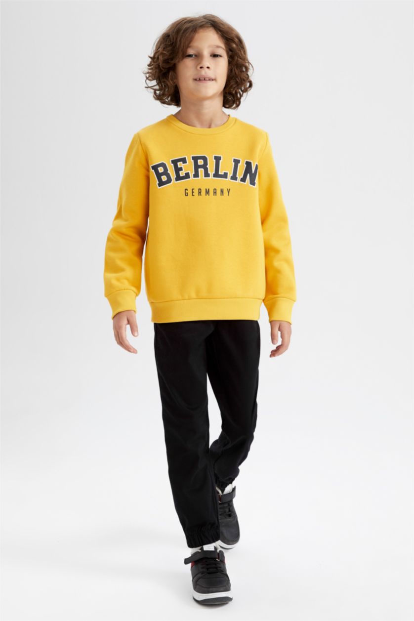 Erkek Çocuk - Genç Erkek Sarı Erkek Çocuk Bisiklet Yaka Sweatshirt