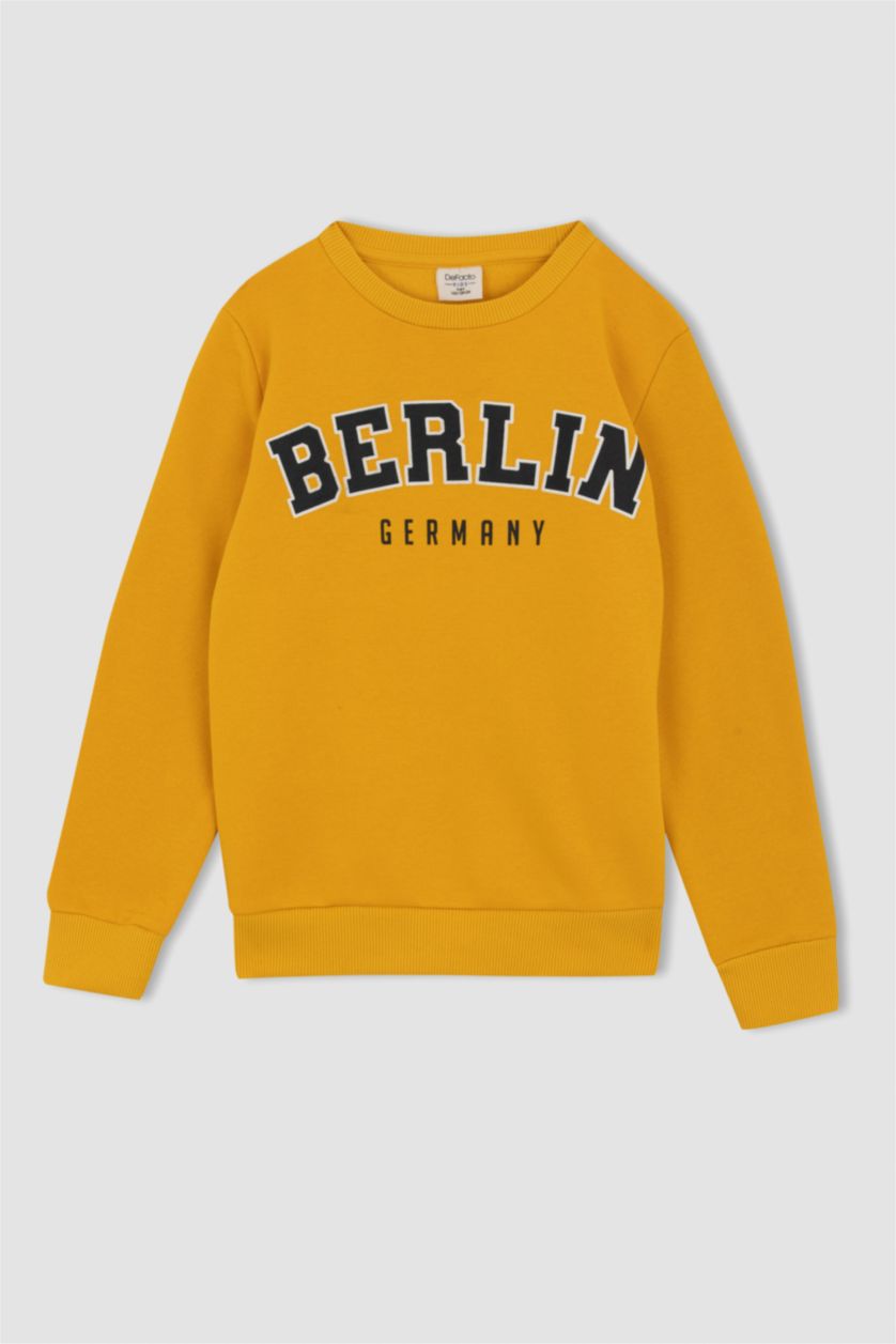 Erkek Çocuk - Genç Erkek Sarı Erkek Çocuk Bisiklet Yaka Sweatshirt