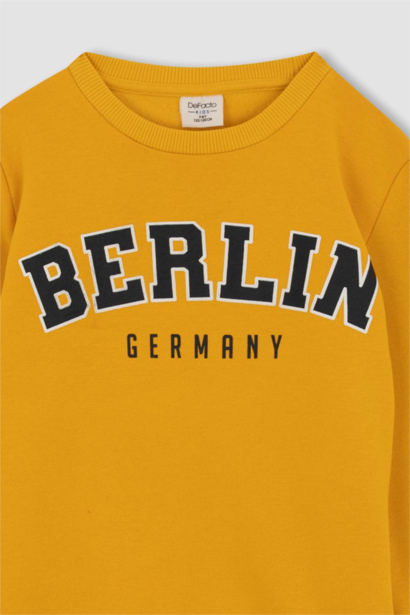 Erkek Çocuk - Genç Erkek Sarı Erkek Çocuk Bisiklet Yaka Sweatshirt