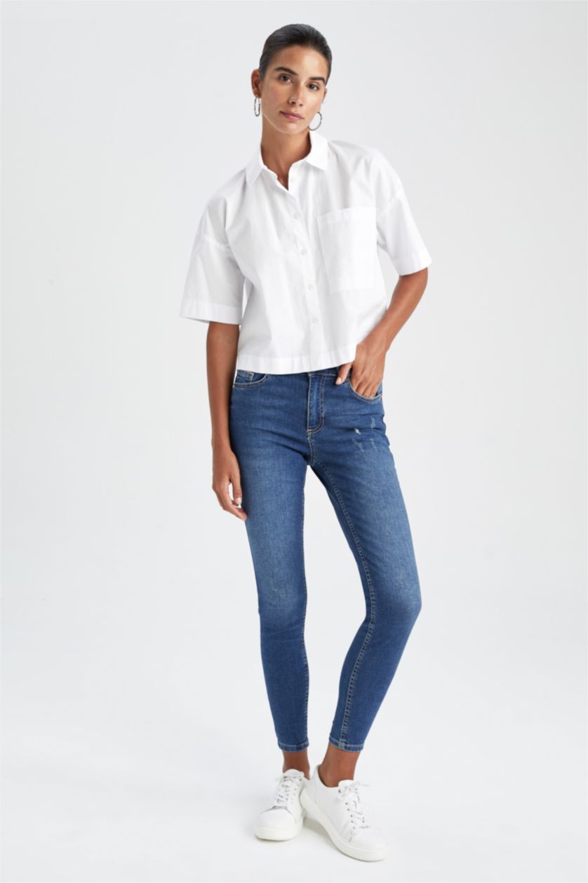 نساء أزرق سروال سكيني فيت