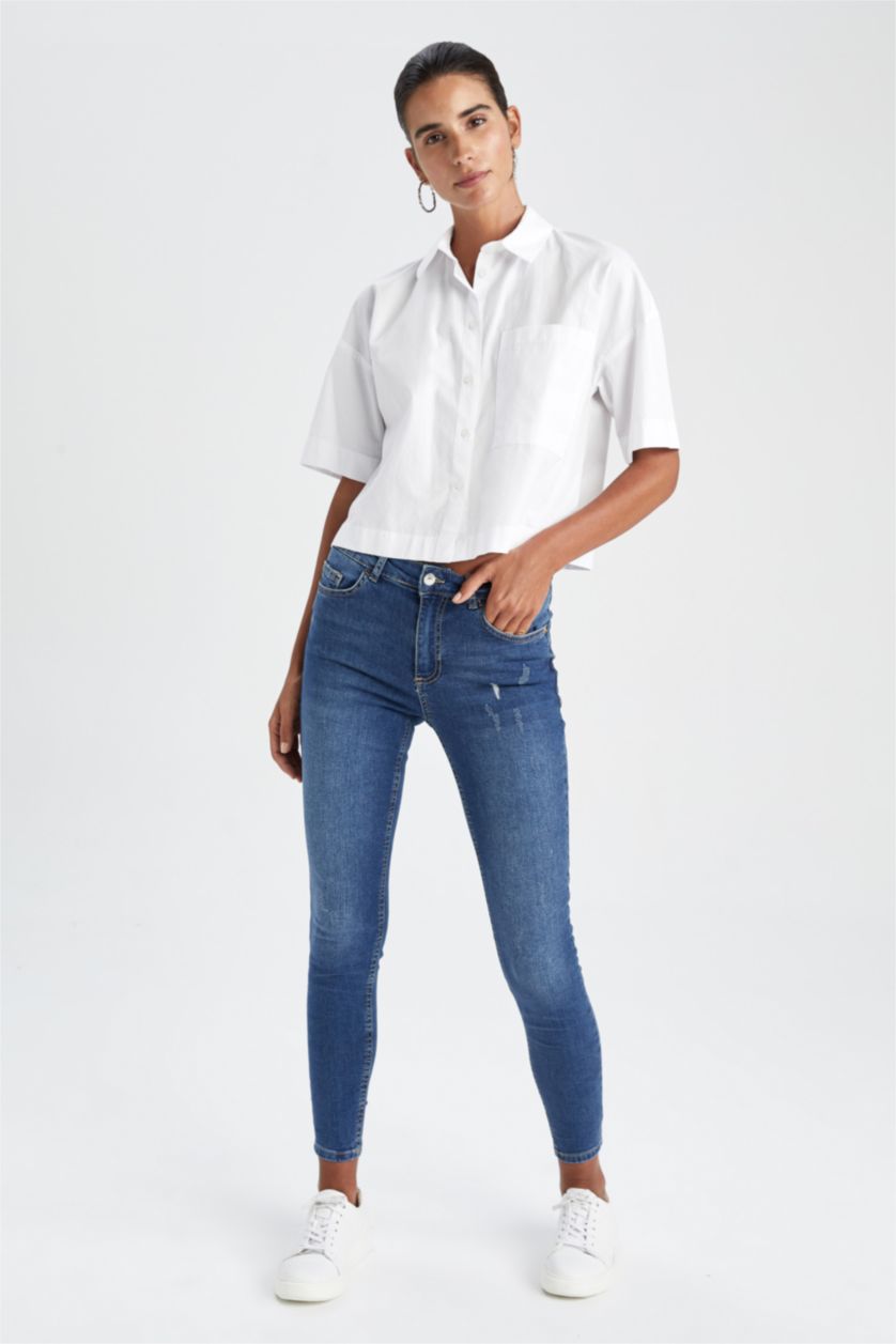 نساء أزرق سروال سكيني فيت