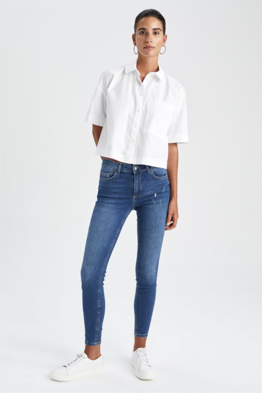 نساء أزرق سروال سكيني فيت