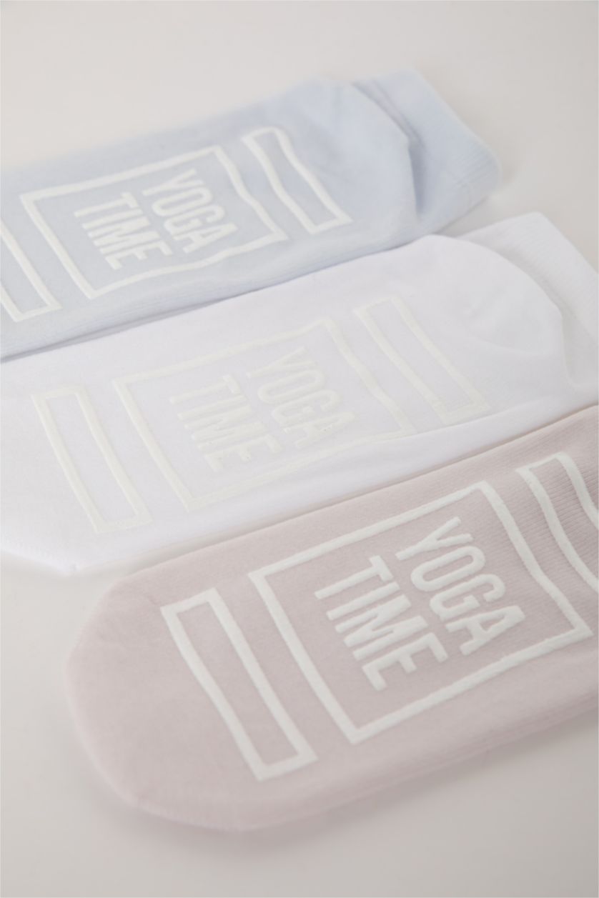 Kadın Yumuşak Kadın 3'lü Pamuklu Pilates Çorabı