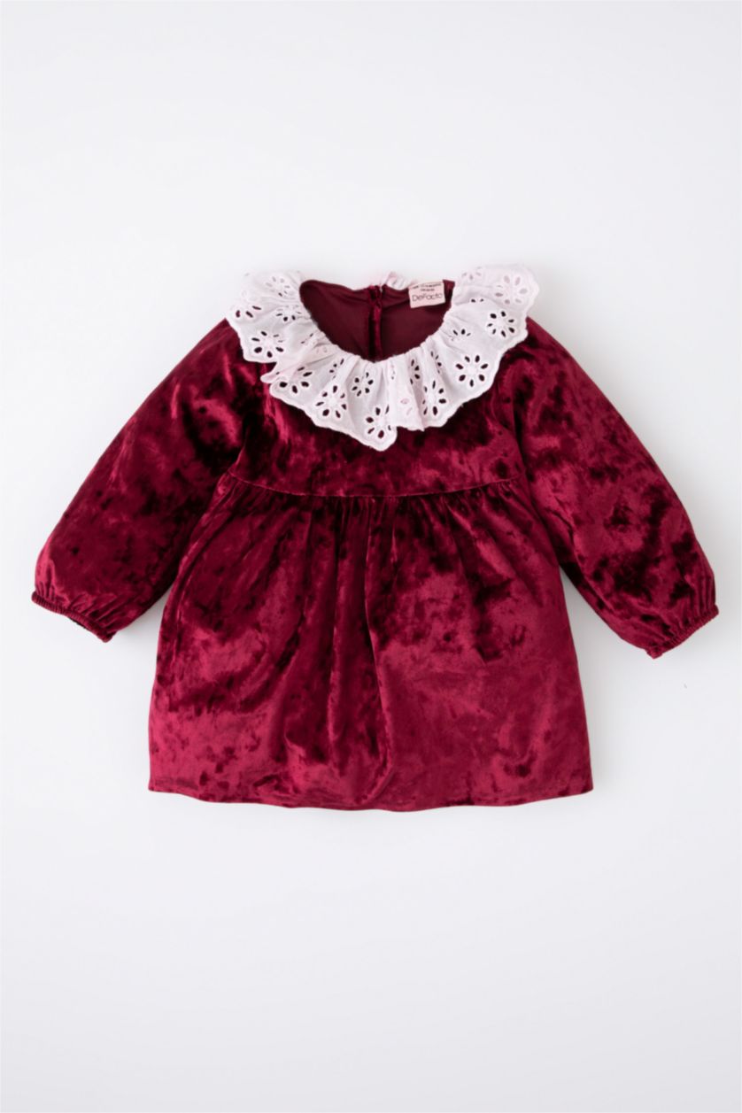 BABY GIRL Red Baby Girl Long Sleeve Velvet Dress
