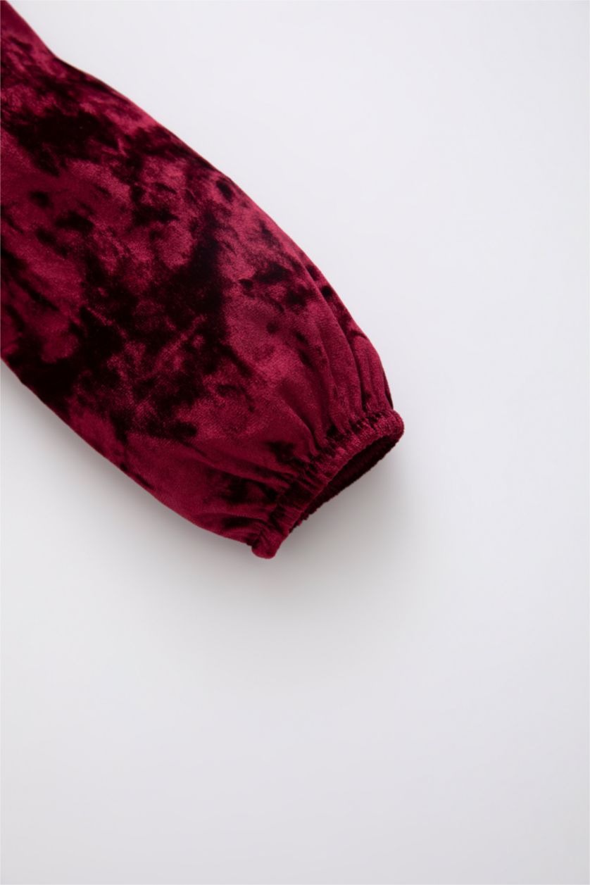 BABY GIRL Red Baby Girl Long Sleeve Velvet Dress