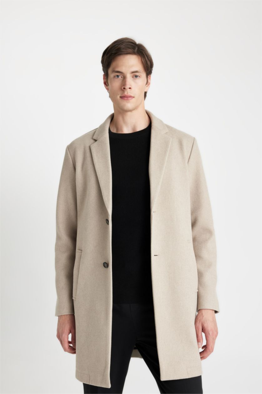 Man Vison Melange Button up Coat