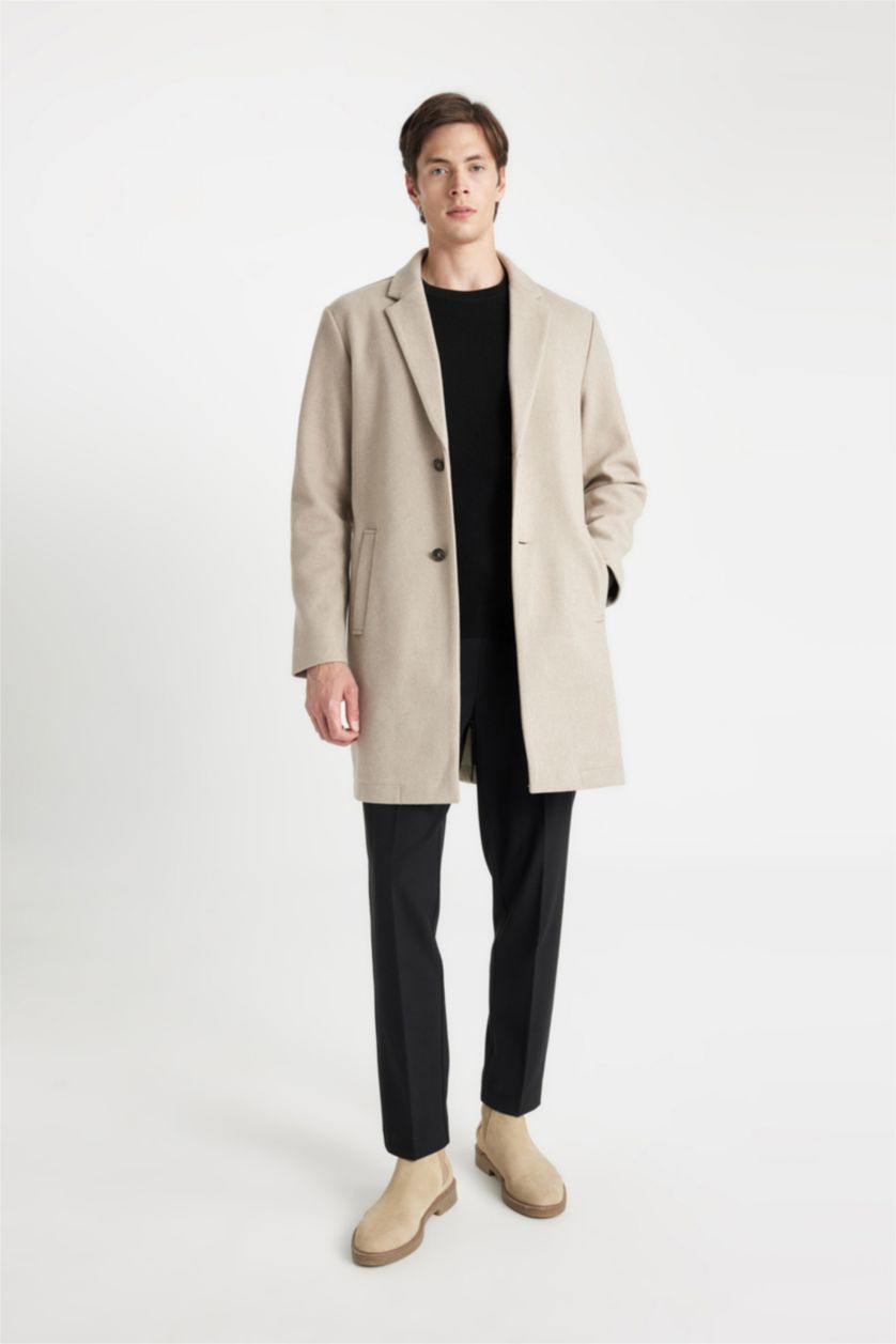 Man Vison Melange Button up Coat