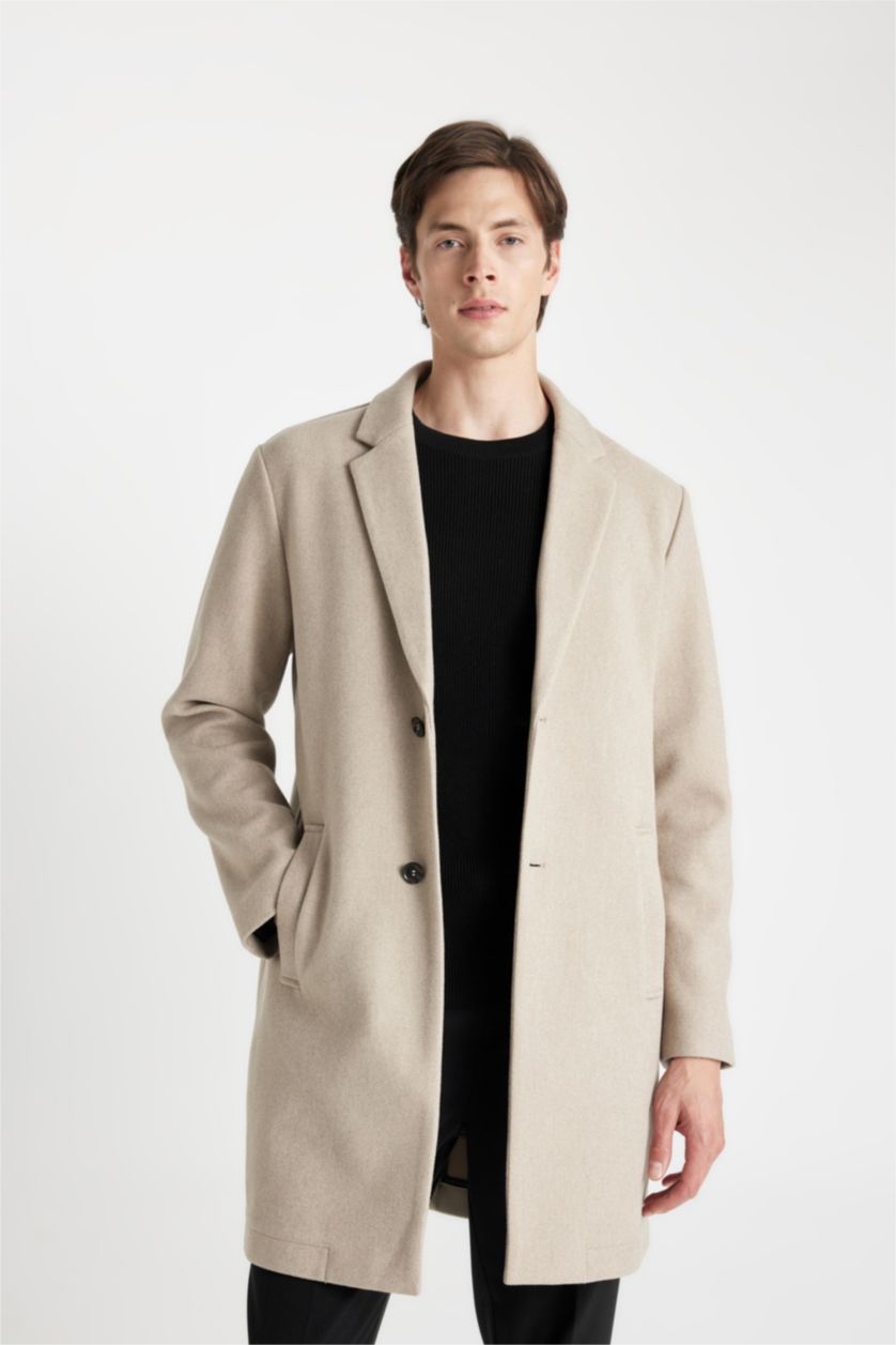 Man Vison Melange Button up Coat