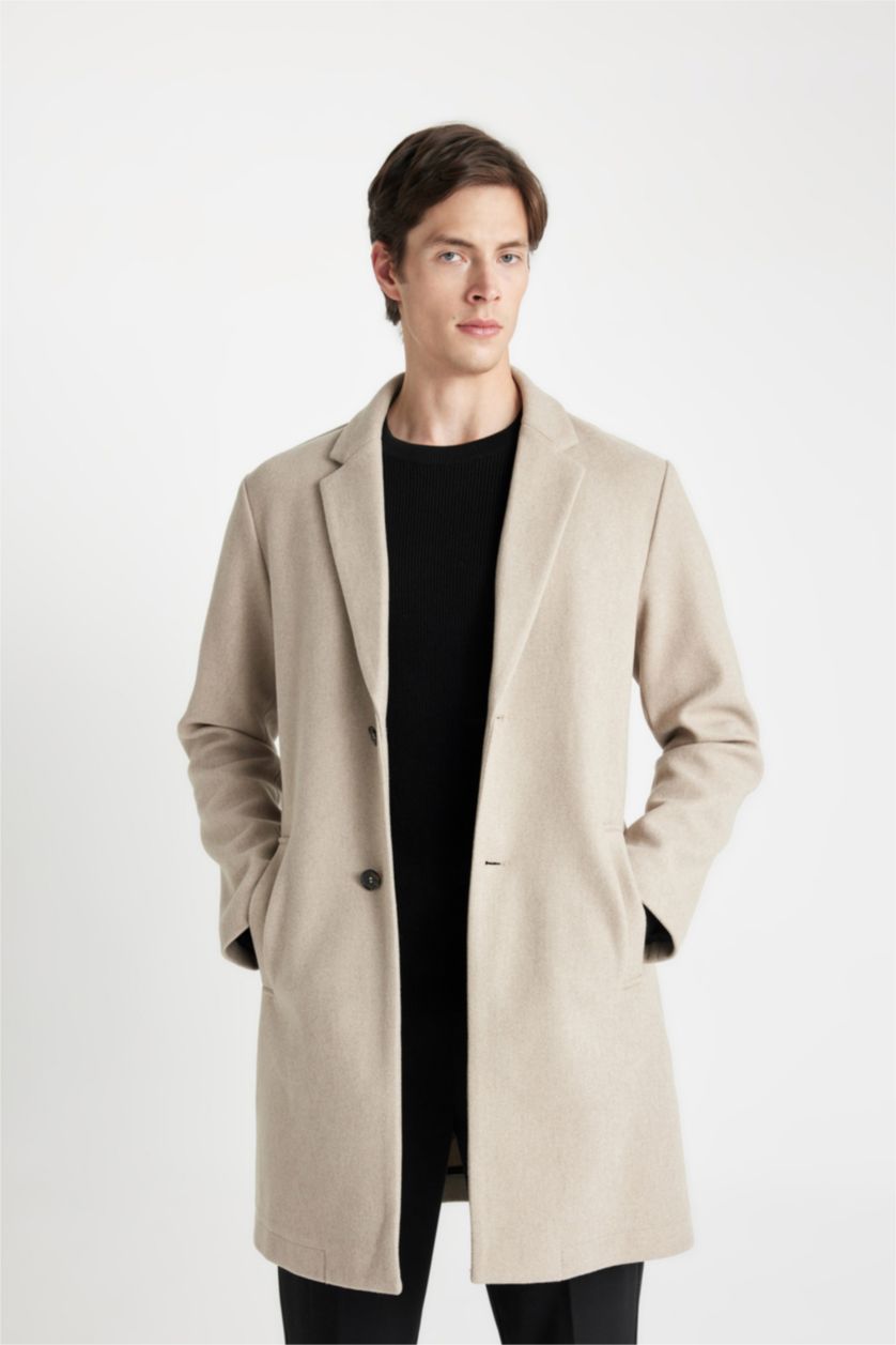 Man Vison Melange Button up Coat