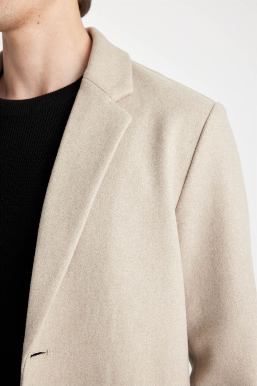 Man Vison Melange Button up Coat