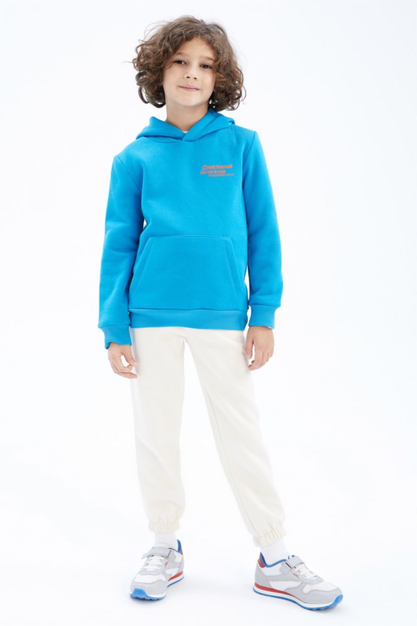BOYS & TEENS Turquoise Regular Fit Hooded Sweatshirt