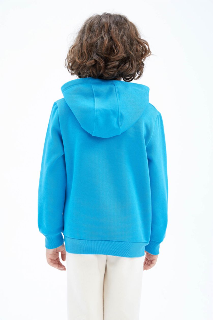 BOYS & TEENS Turquoise Regular Fit Hooded Sweatshirt