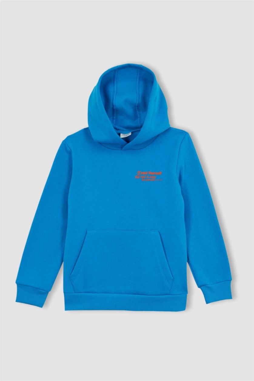 BOYS & TEENS Turquoise Regular Fit Hooded Sweatshirt