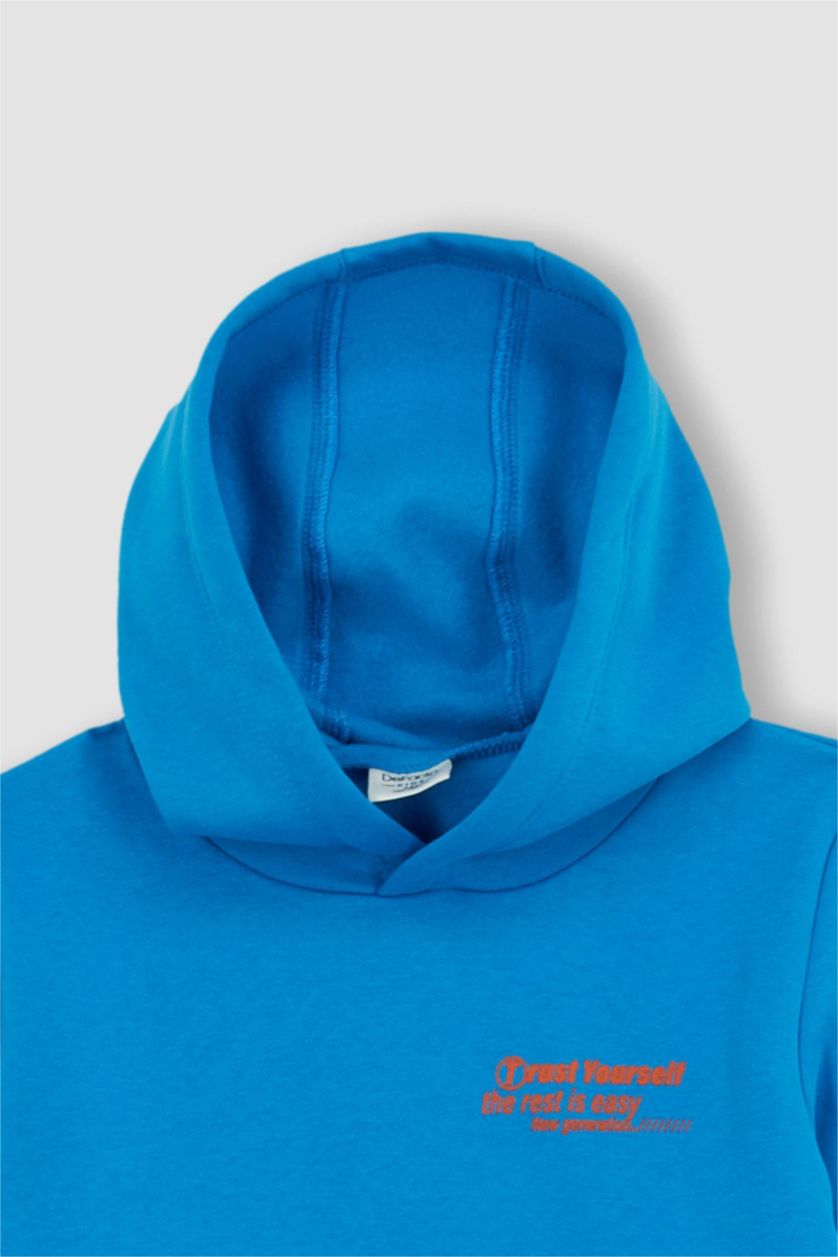 BOYS & TEENS Turquoise Regular Fit Hooded Sweatshirt