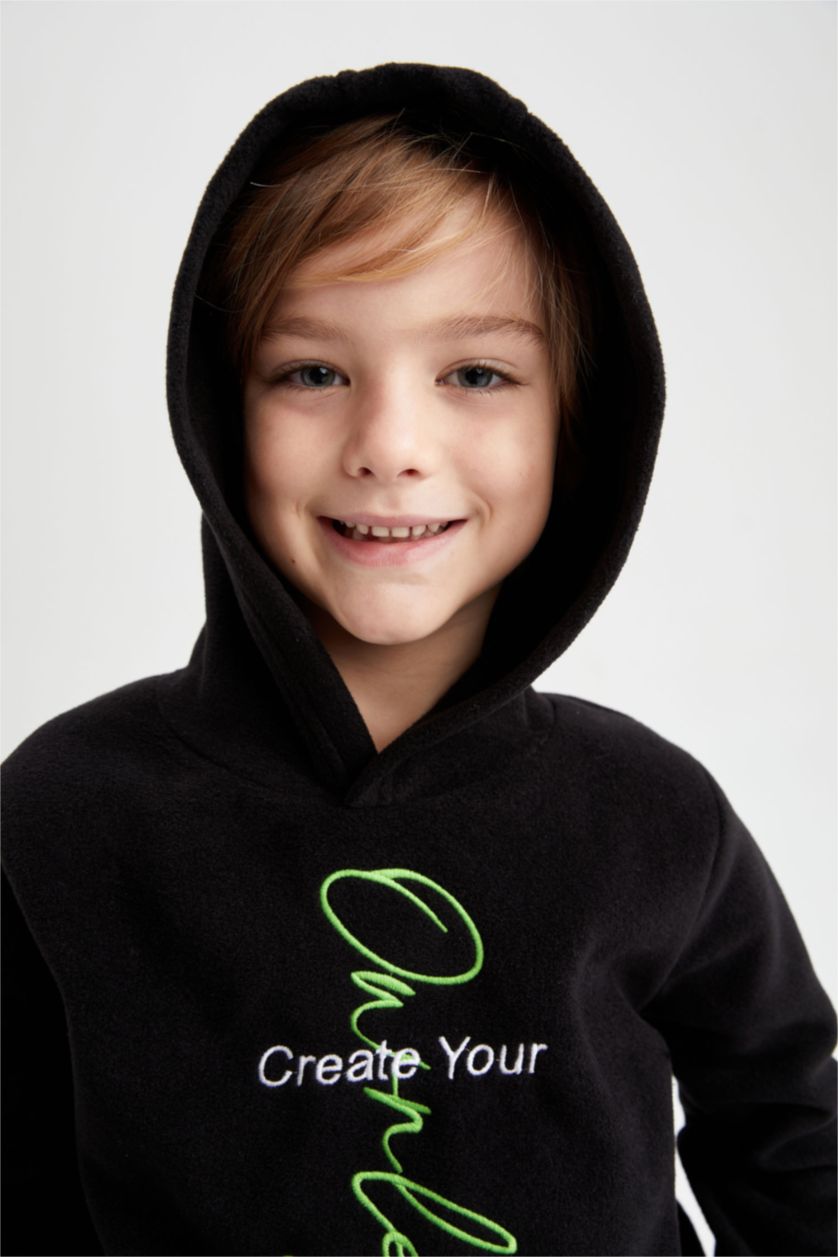 GARÇONS Noir Sweat À Capuche Coupe Classique