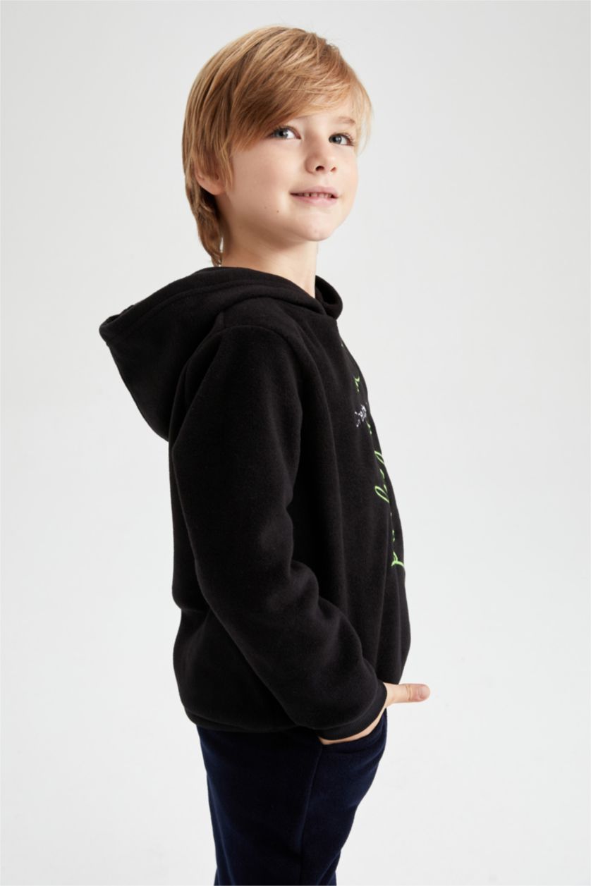 GARÇONS Noir Sweat À Capuche Coupe Classique