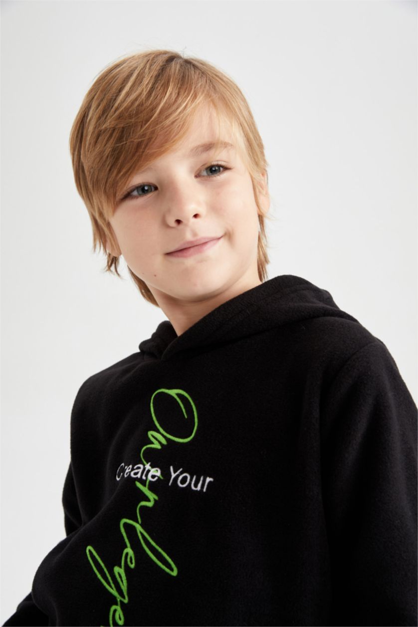 GARÇONS Noir Sweat À Capuche Coupe Classique