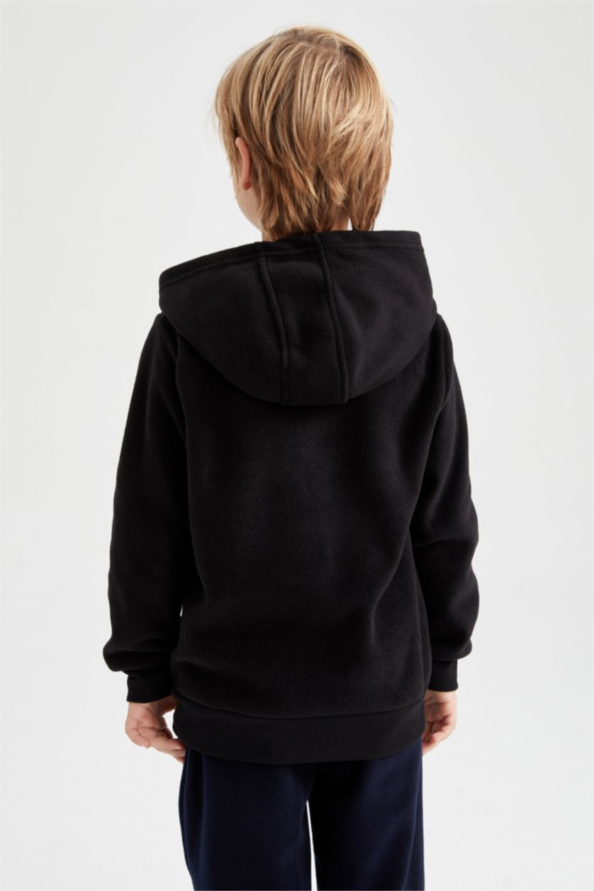 GARÇONS Noir Sweat À Capuche Coupe Classique