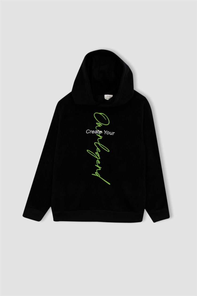 GARÇONS Noir Sweat À Capuche Coupe Classique