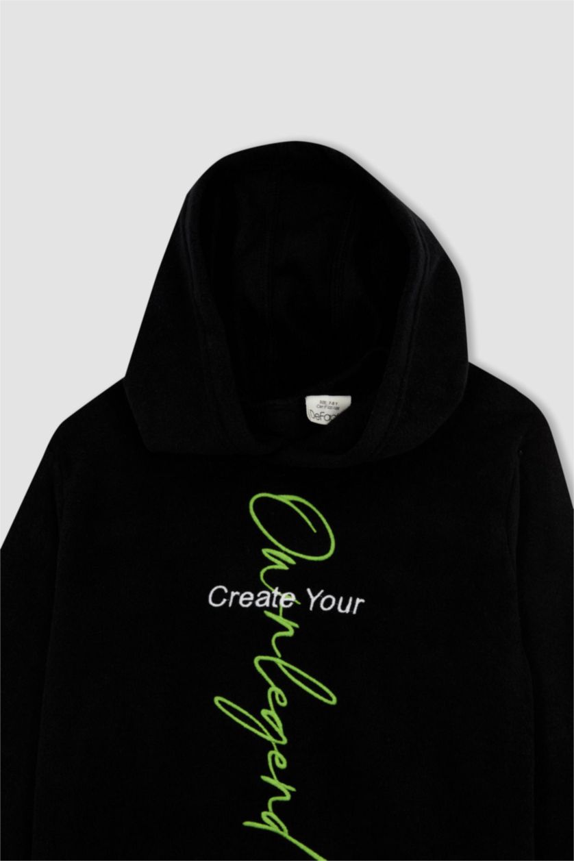 GARÇONS Noir Sweat À Capuche Coupe Classique