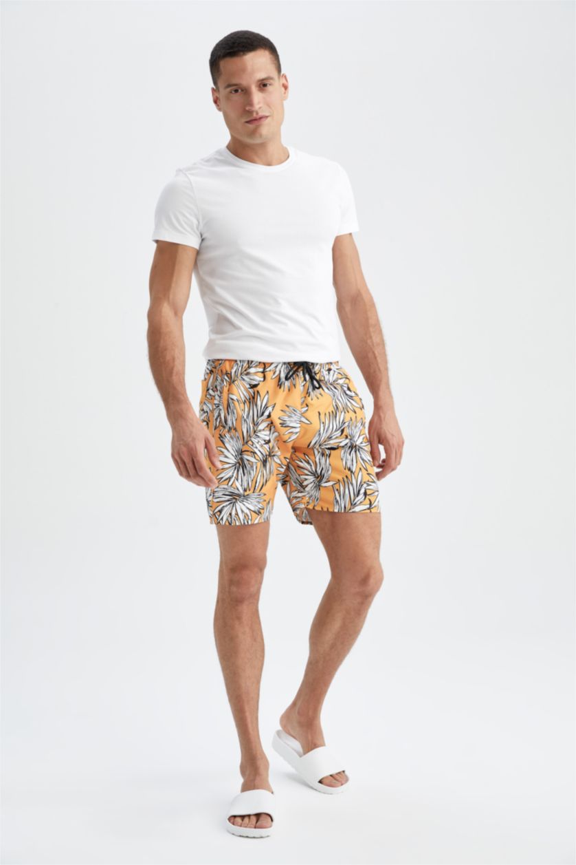 HOMME Jaune Short de bain à motifs Coupe régulière