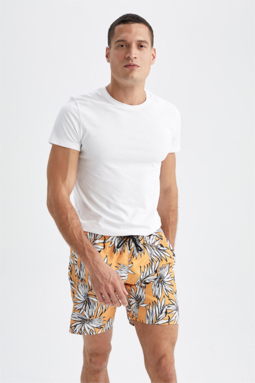 HOMME Jaune Short de bain à motifs Coupe régulière