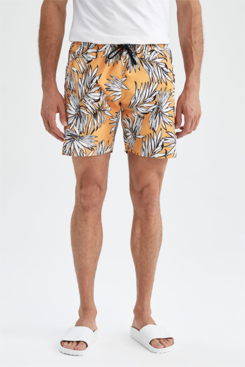 HOMME Jaune Short de bain à motifs Coupe régulière