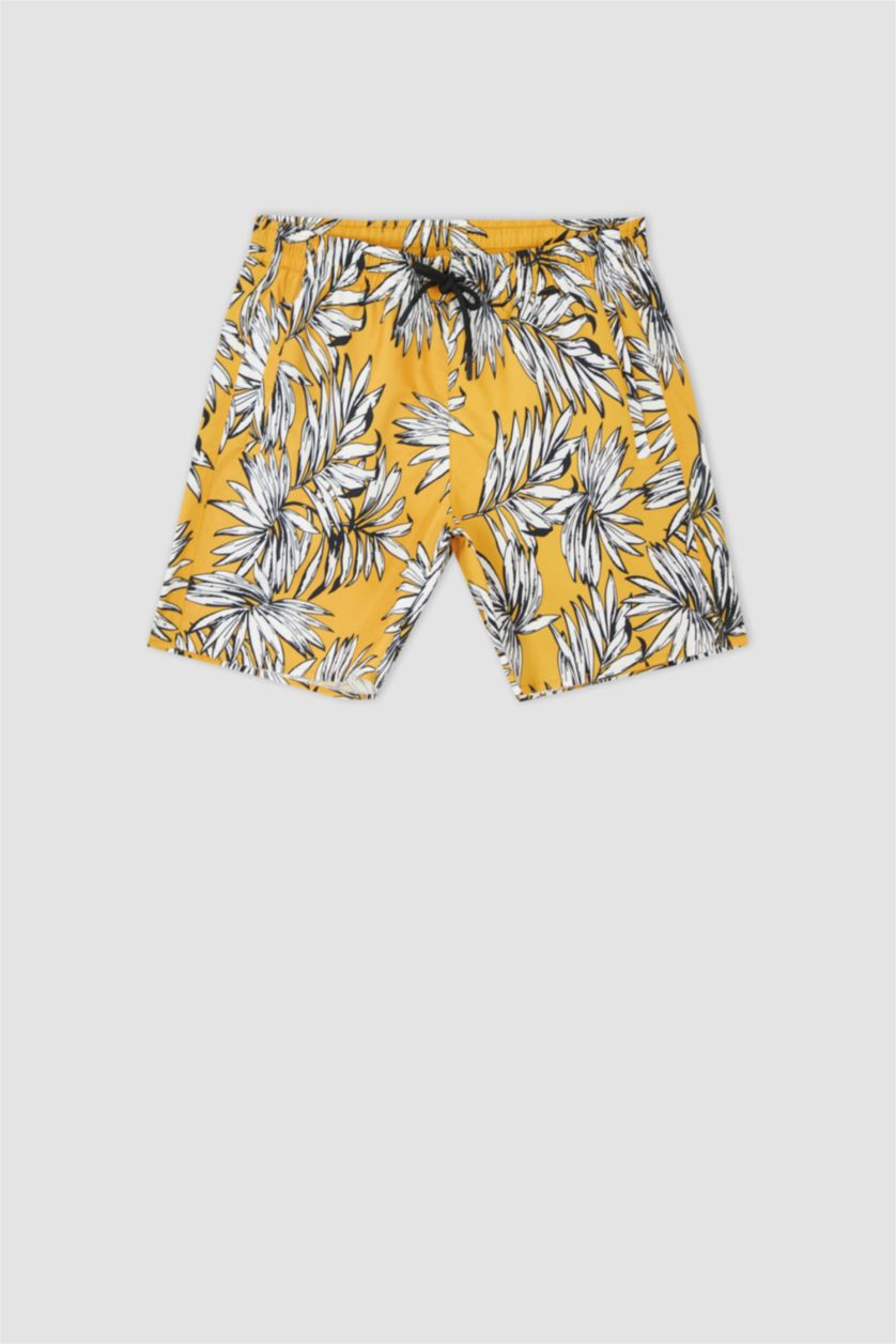 HOMME Jaune Short de bain à motifs Coupe régulière