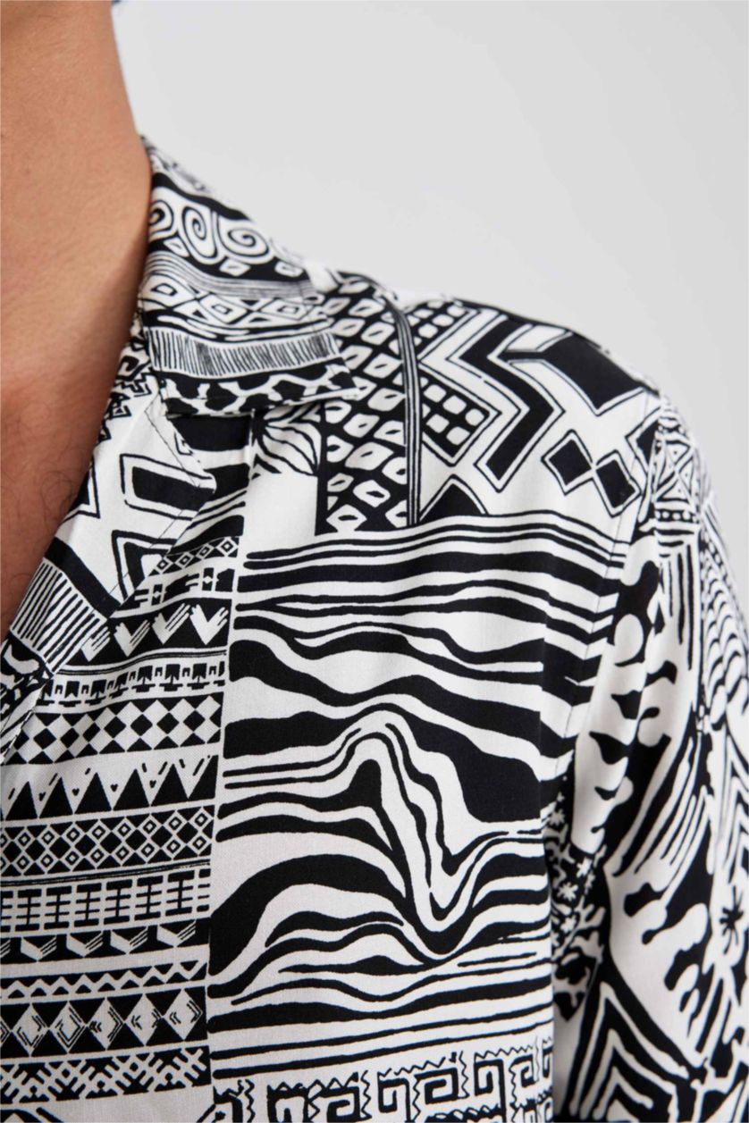 MAN Black Regular Fit Viscose Short Sleeve Shirt