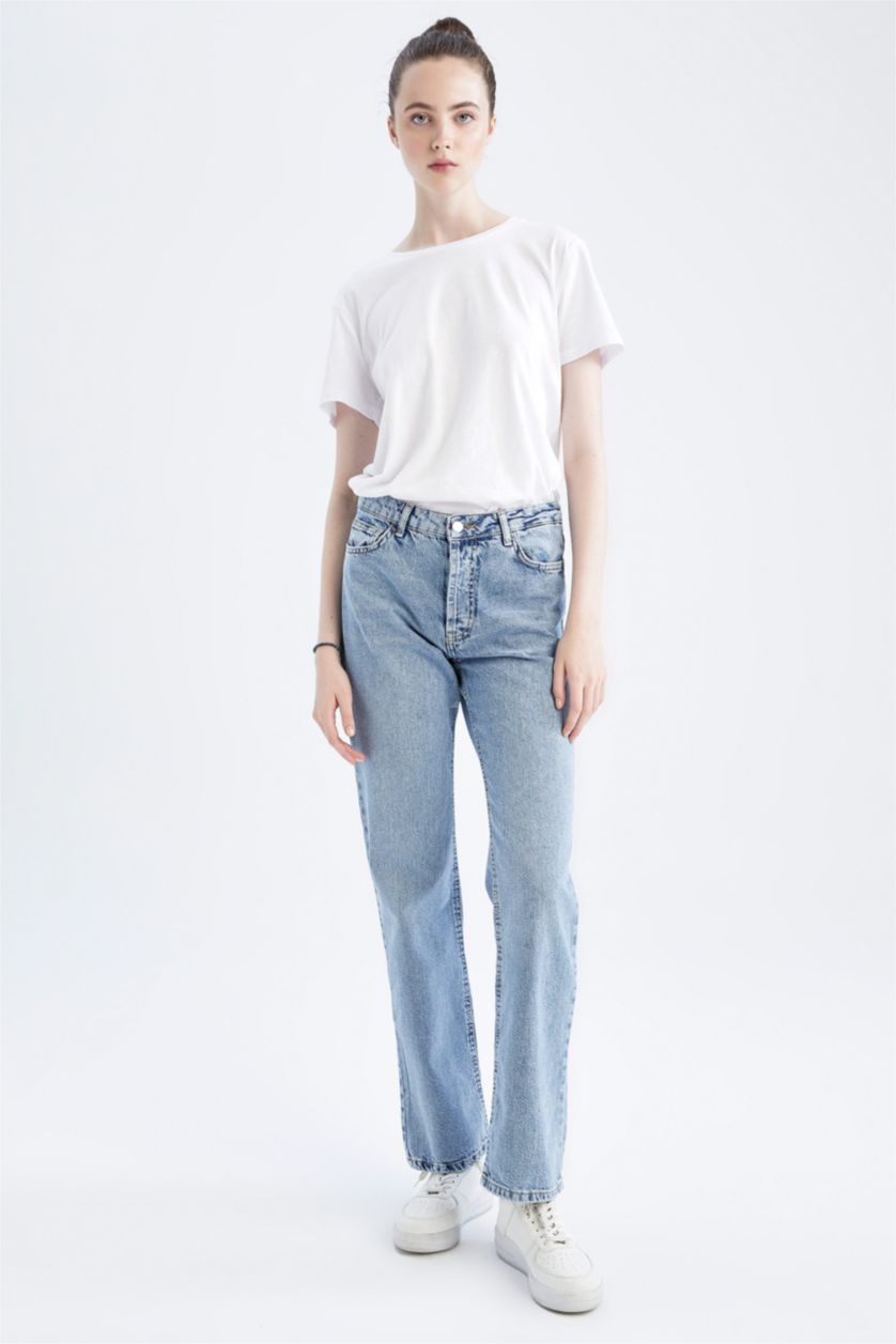 FEMME BLEU Clair Pantalon Jean Taille Basse Boyfriend