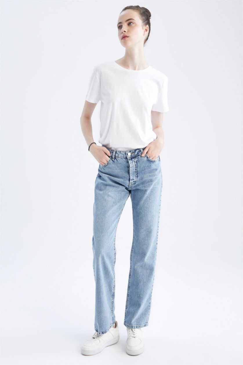 FEMME BLEU Clair Pantalon Jean Taille Basse Boyfriend