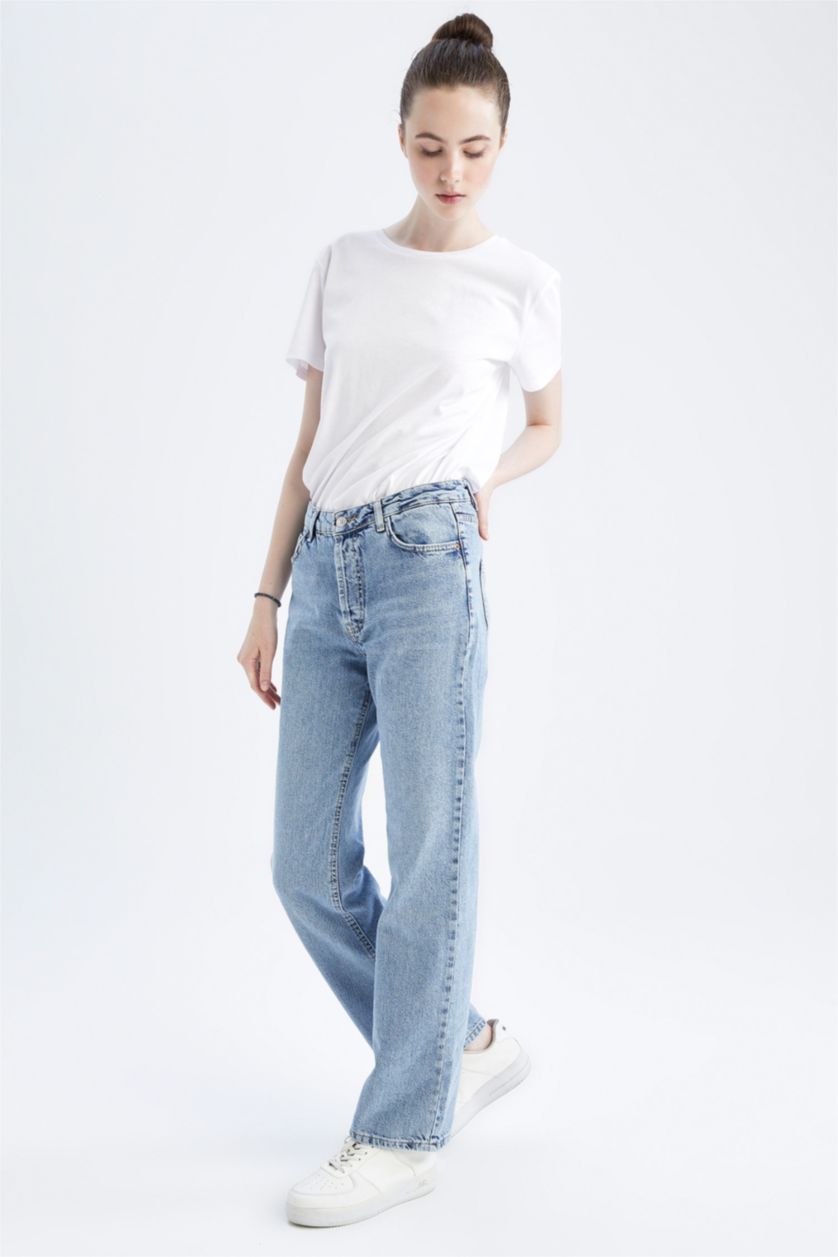 FEMME BLEU Clair Pantalon Jean Taille Basse Boyfriend