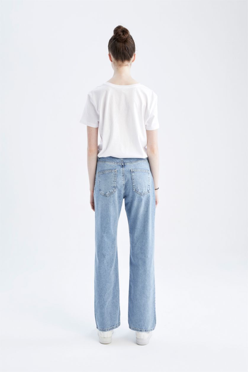 FEMME BLEU Clair Pantalon Jean Taille Basse Boyfriend