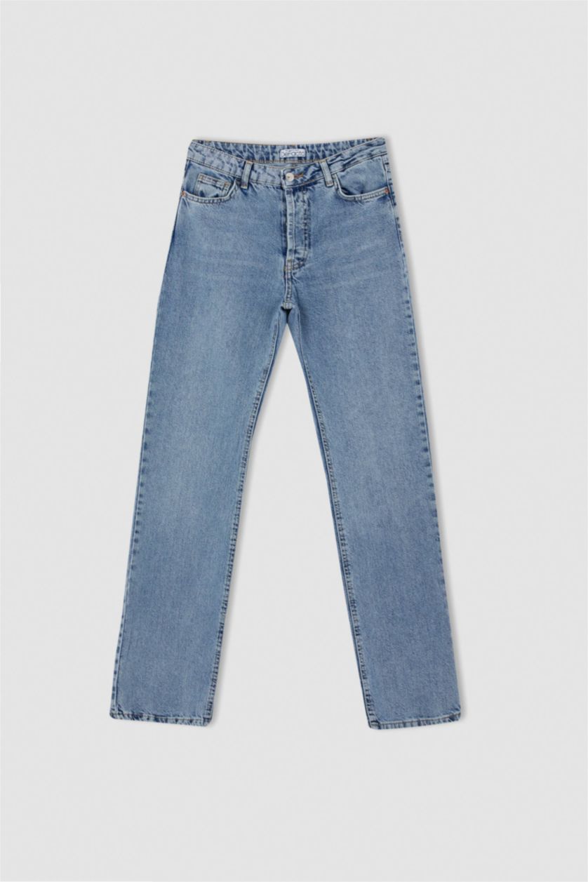 FEMME BLEU Clair Pantalon Jean Taille Basse Boyfriend