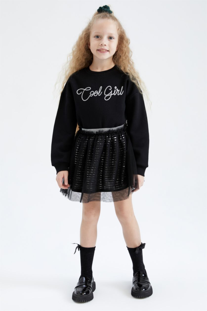 FILLES Noir Ensemble En Tricot 2 Fille