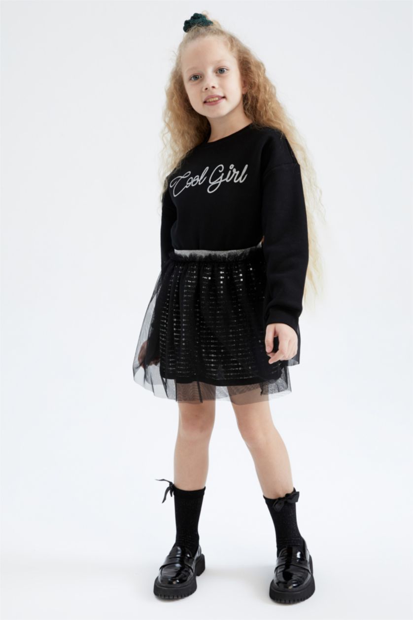 FILLES Noir Ensemble En Tricot 2 Fille