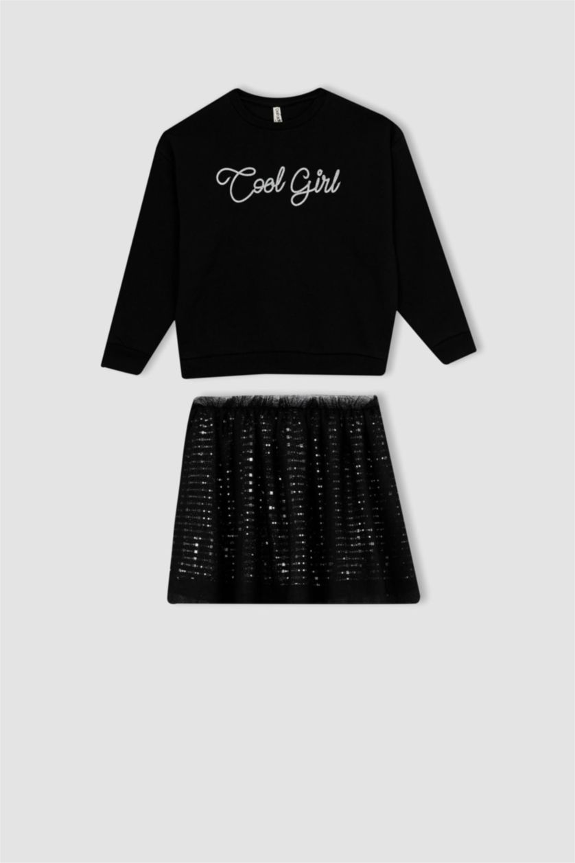 FILLES Noir Ensemble En Tricot 2 Fille