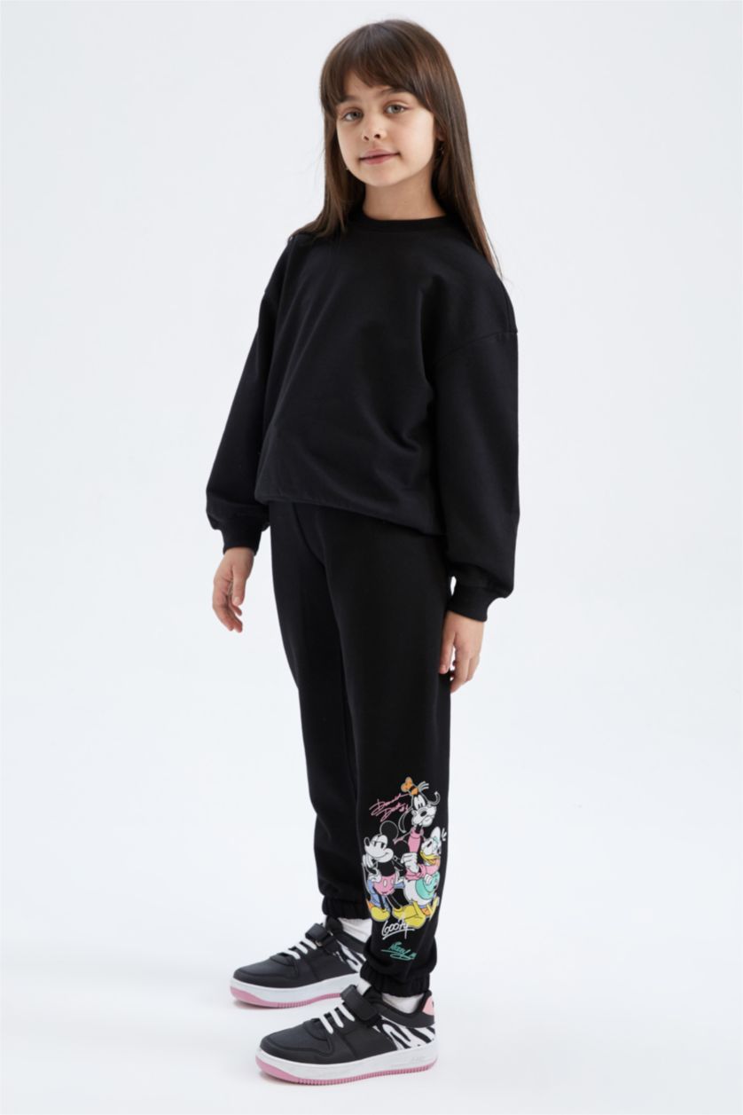 Kız Çocuk - Genç Kız Siyah Kız Çocuk Disney Mickey Mouse Jogger Eşofman
