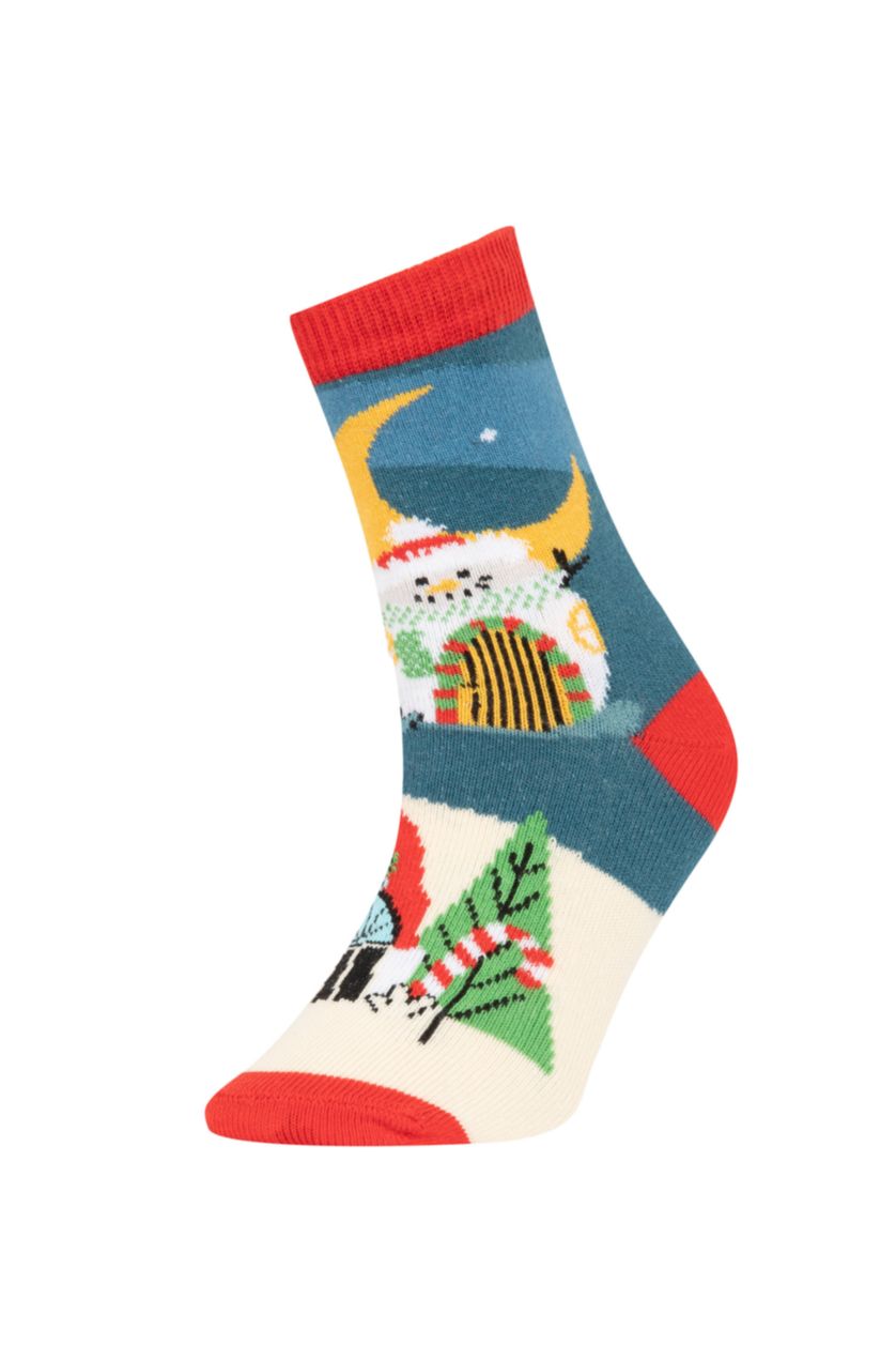Erkek Çocuk - Genç Erkek Karma Erkek Çocuk Yılbaşı Temalı Pamuklu Uzun Çorap